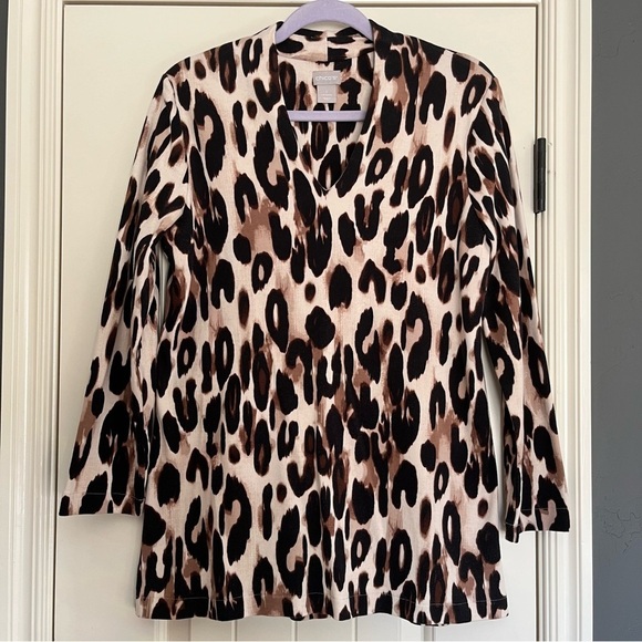 Chicos Leopard Print Top Size 1 - Picture 1 of 4